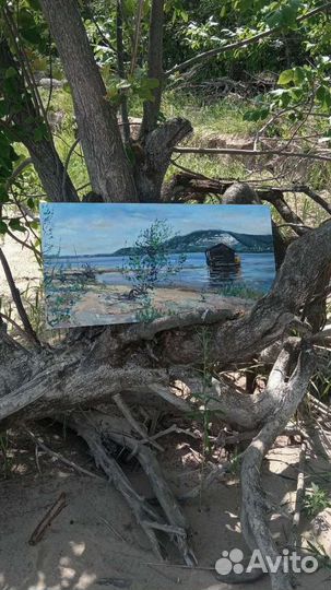 Картина маслом пейзаж Волга