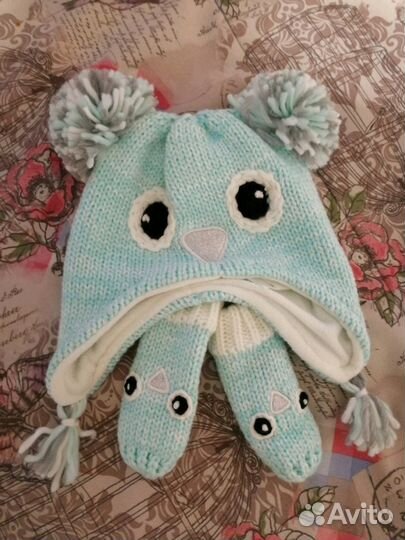 Новый комплект шапка+рукавички