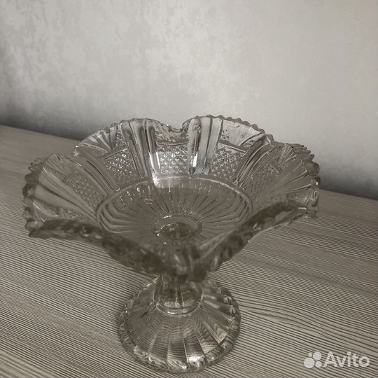 Редкая Ажурная ваза Мальцов. Конфетница. Стекло