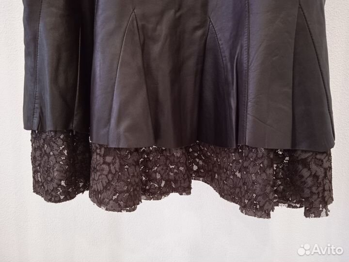 Стильная юбка натуральной кожи с кружевом La Masa