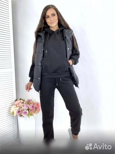 Спорт костюм флис с жилеткой р.50