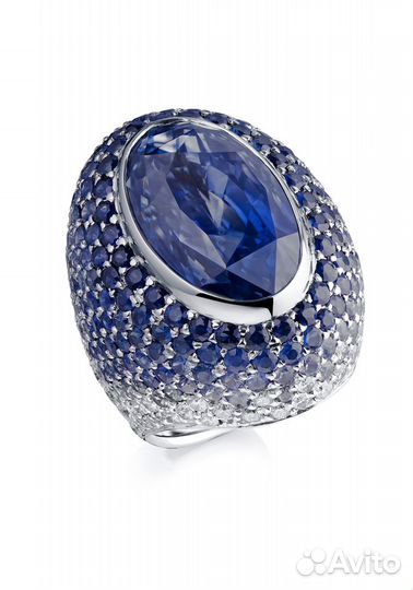 Кольцо GRS Gemresearch Swisslab с природным синим