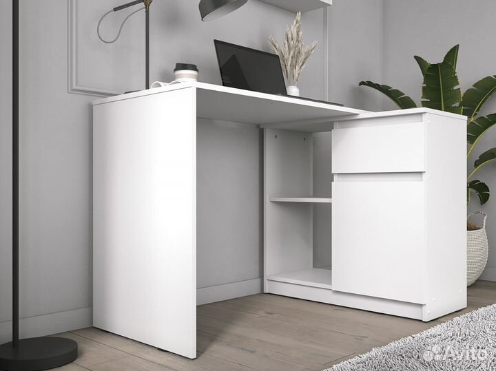 Белый Письменный стол Трансформер полкой и ящиком