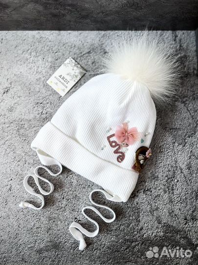 Новая натуральный помпон шапка зимняя