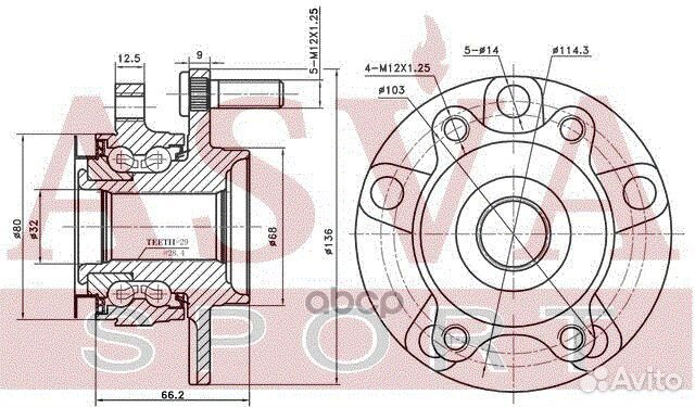 Ступица передняя 12 nswhj10F nswh-J10F asva