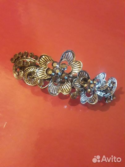 Заколка для волос металлическая, цветы