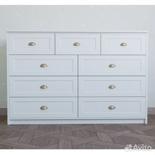 Комод Эмили 9 ящиков белый