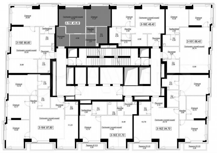 1-к. квартира, 45,2 м², 22/41 эт.