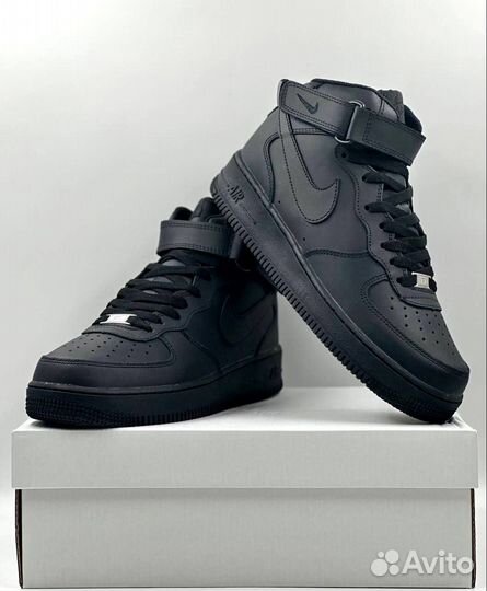 Кроссовки Nike Air Force 1 High (с мехом) черные