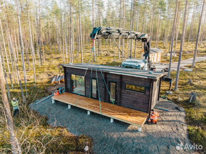 Модульный Финский дом баня не бочка из бруса Викин