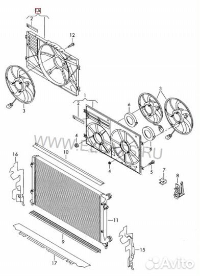 Диффузор радиатора volkswagen,skoda,audi
