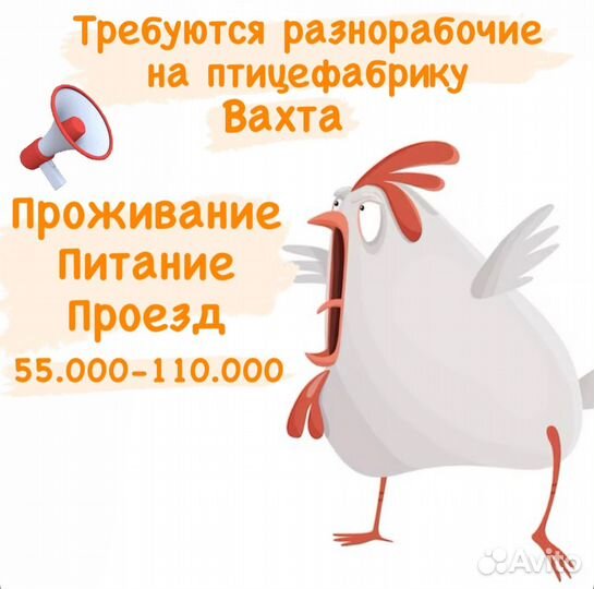 Разнорабочий птицефабрика свердловская обл (вахта)