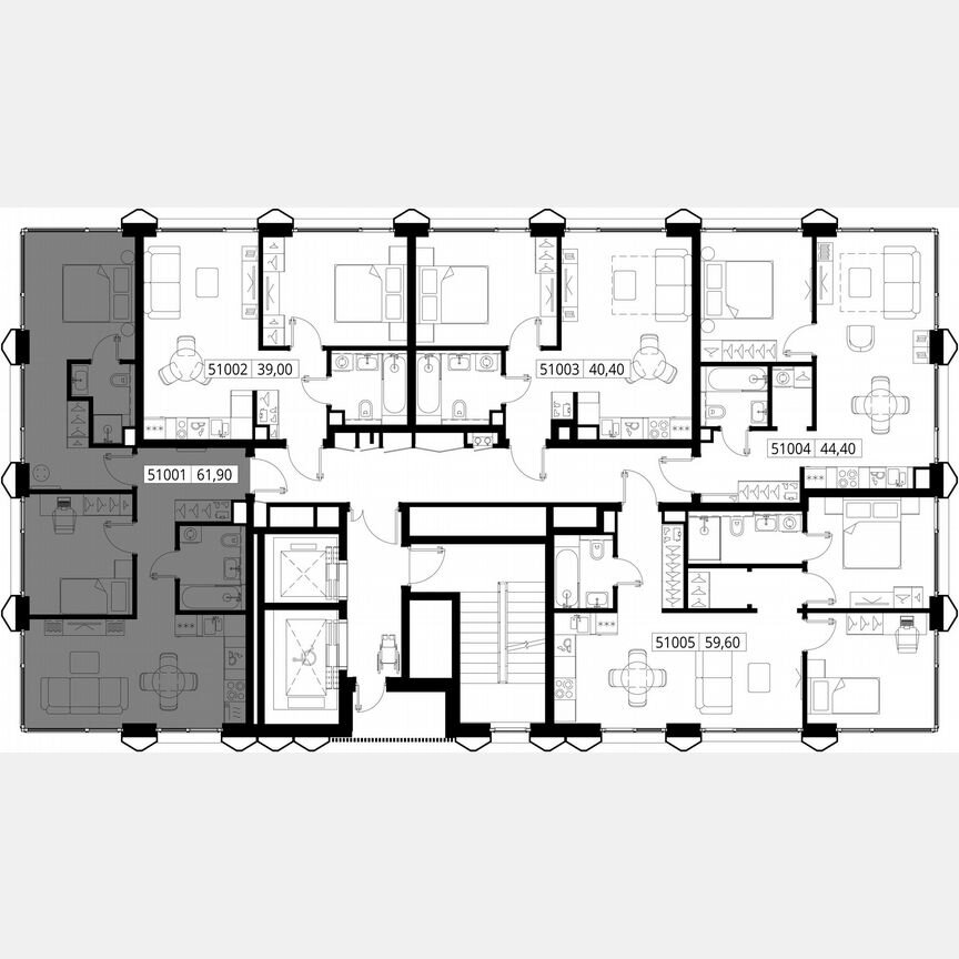 2-к. квартира, 61,9 м², 10/17 эт.