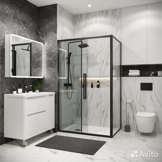 Душ.огр. Cosmo 11070195 черн мат, прозрачное стек