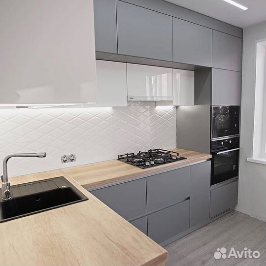 Новый угловой кухонный гарнитур/ глянцевая кухня