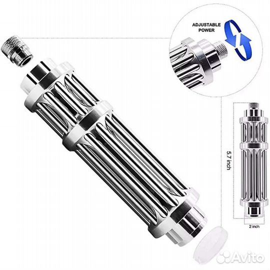 Мощный синий лазер. Прожигает. Дальность 20 км