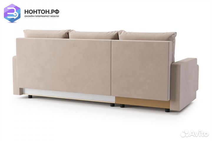 Диван угловой еврокнижка Мидгард темно-бежевый