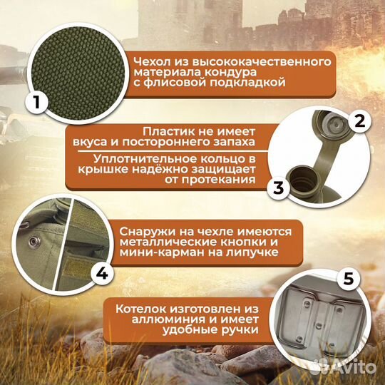 Фляжка камуфляж зеленая