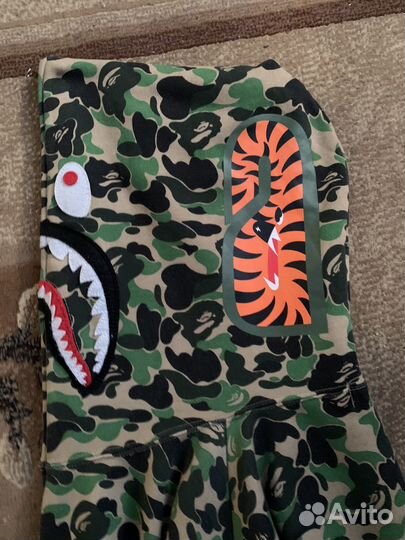 Зип худи bape shark зеленая