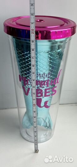 Новый большой очень красивый стакан русалка