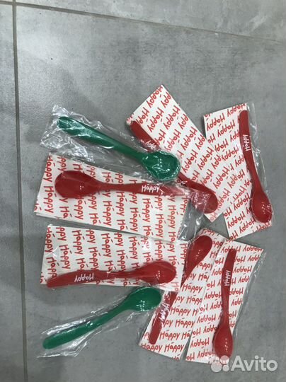 Стакан пластик 100 мл, ложки пластик, трубочка