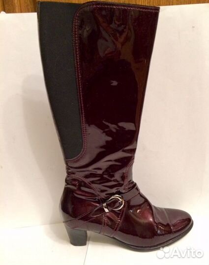 Сапоги бордовые Vero Cuoio, лаковые кожаные