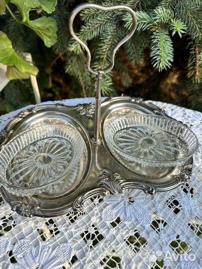 Менажница, икорница, поднос серебрение