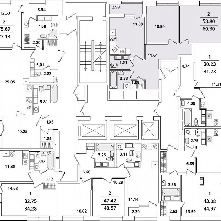 2-к. квартира, 60,3 м², 20/22 эт.