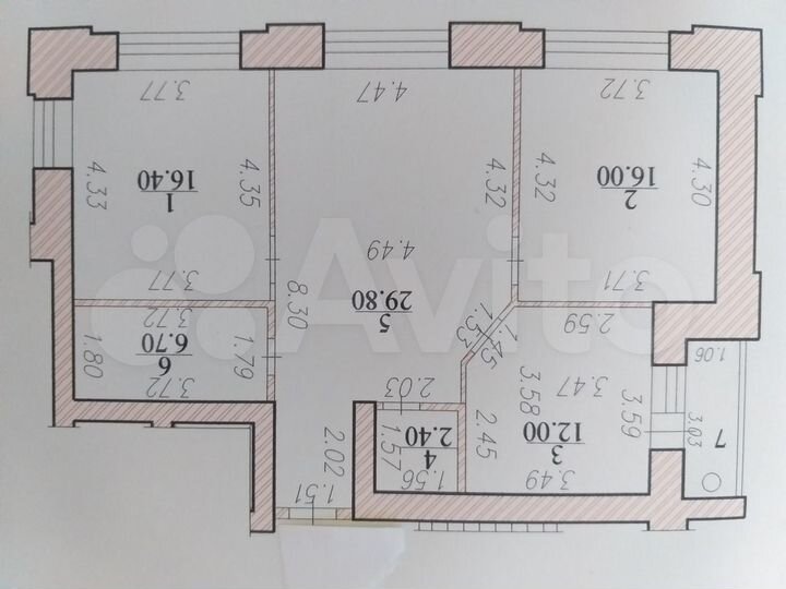3-к. квартира, 86 м², 2/6 эт.