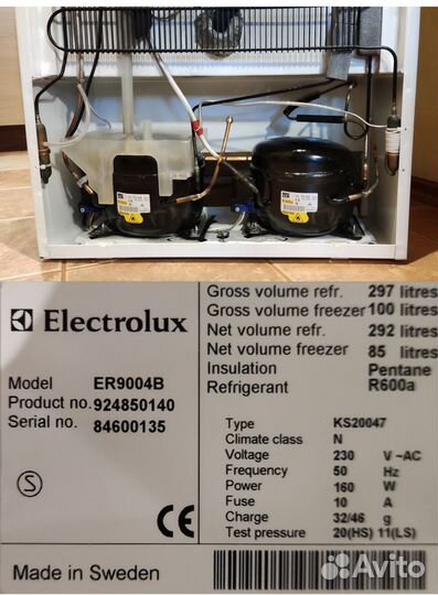 Двухкамерный холодильник Electrolux ER 9004 Швеция