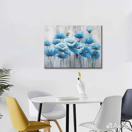 Картина маслом синие цветы