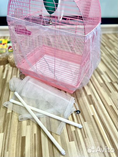 Клетка для попугая эмаль+ корм,чехлы,купалка,жерди