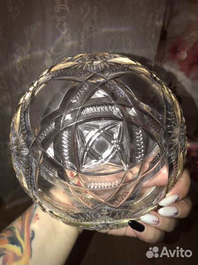 Ваза конфетница салатник Хрусталь с ободком