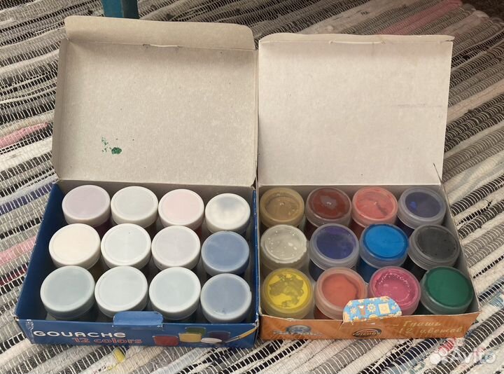 Краски гуашь, акрил и акварель