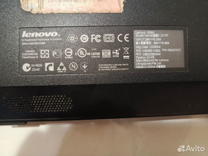 Ноутбук Lenovo g580 (На запчасти)