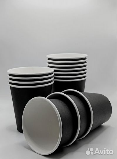Стаканы черные 350 мл одннослойные