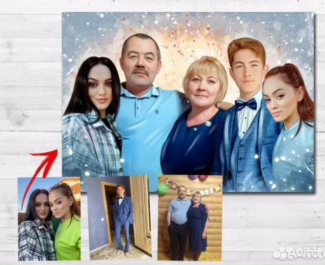 За 1 час Портреты печать по фото на холсте картины