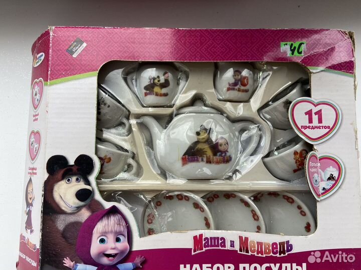 Игруш Сервиз чайный фарфор Маша и медведи 10 предм