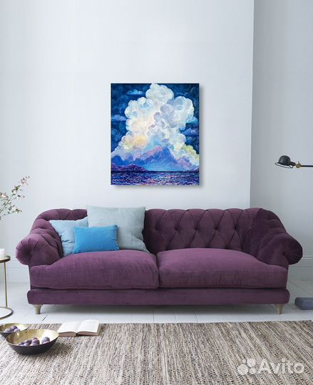 Картина маслом море облака пейзаж небо