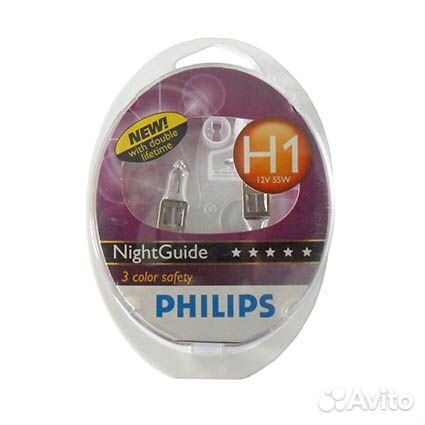 Автолампа philips H1 12V 55W P14,5s Night Guide (1
