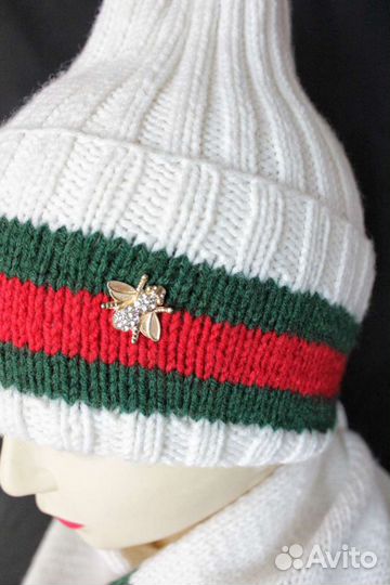 Комплект вязаный шапка и шарф