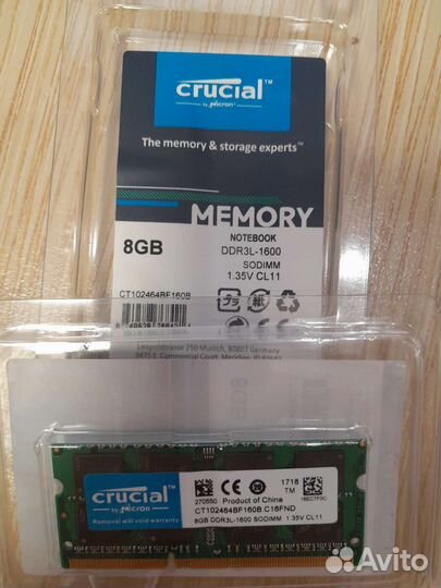 Crucial ddr3l, ddr3 8gb 1,35v, 1,5v 1600 новая