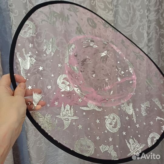 Шляпа ведьмы прозрачная с принтом