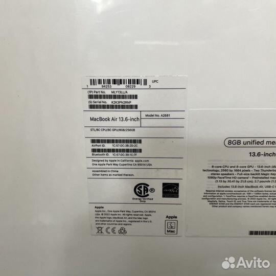 MacBook Air 13.6 8/256Gb 2022г