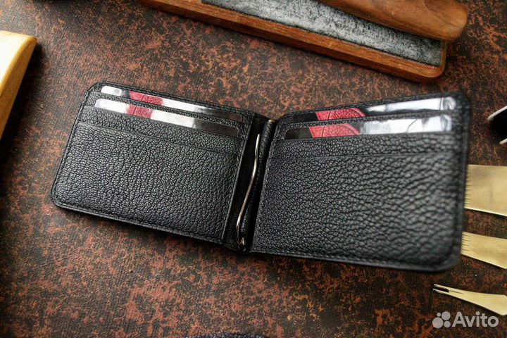 Зажим для денег из кожи бобра подарок
