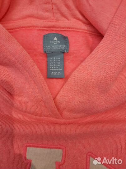 Худи с капюшоном для девочки 4г р.110 б/у. GAP