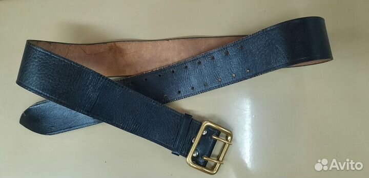 Ремень кожаный брючной уставной широкий армейский