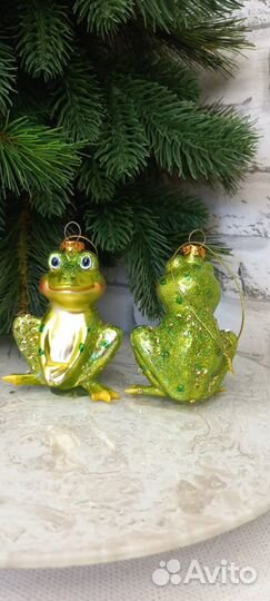 Игрушки на ёлку Лягушки, Птичка на шишке, Бабочка