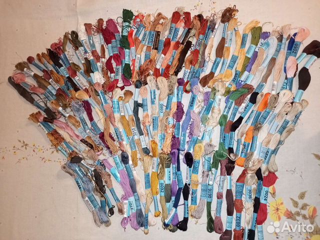 Нитки мулине, шкатулка, пяльца