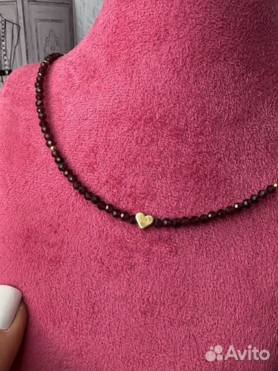 Чокер колье из натуральных камней, гранат